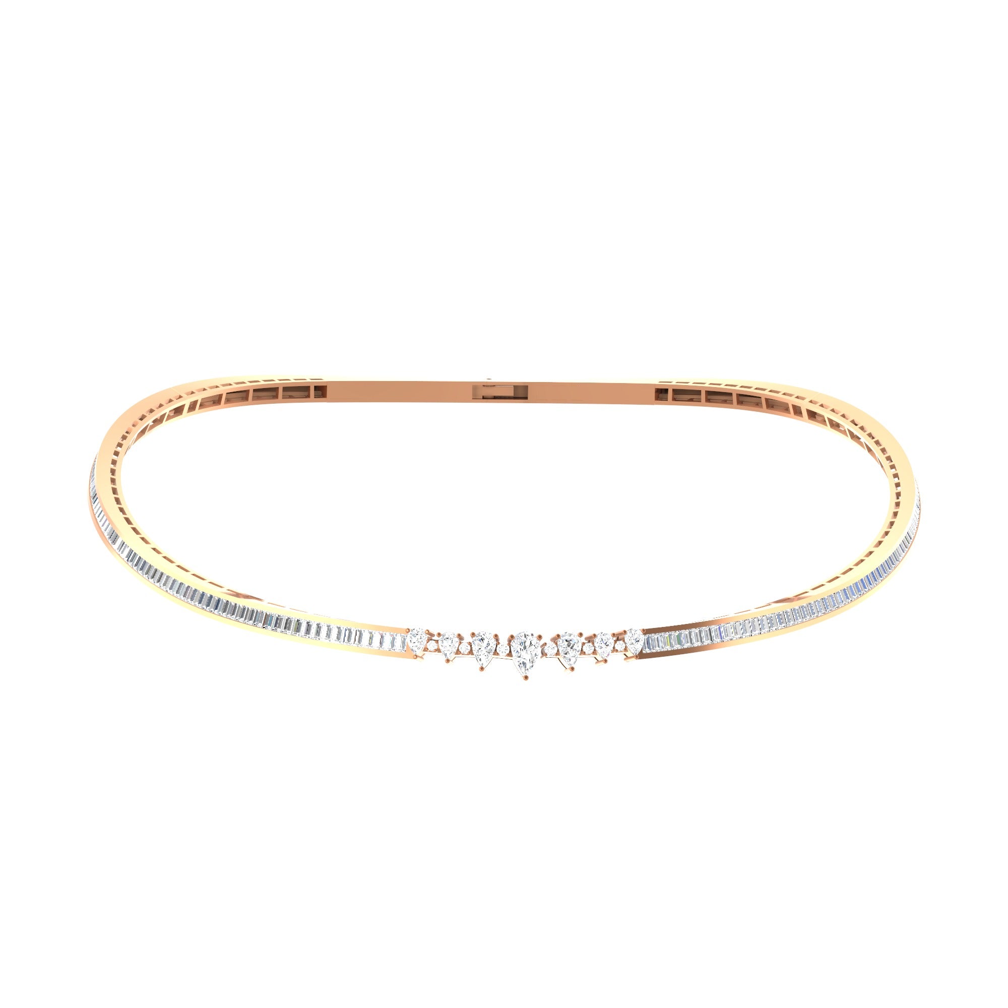 Multi Shape Lab Grown Diamond 4.17Ct 14K Fine Gold Choker Necklace