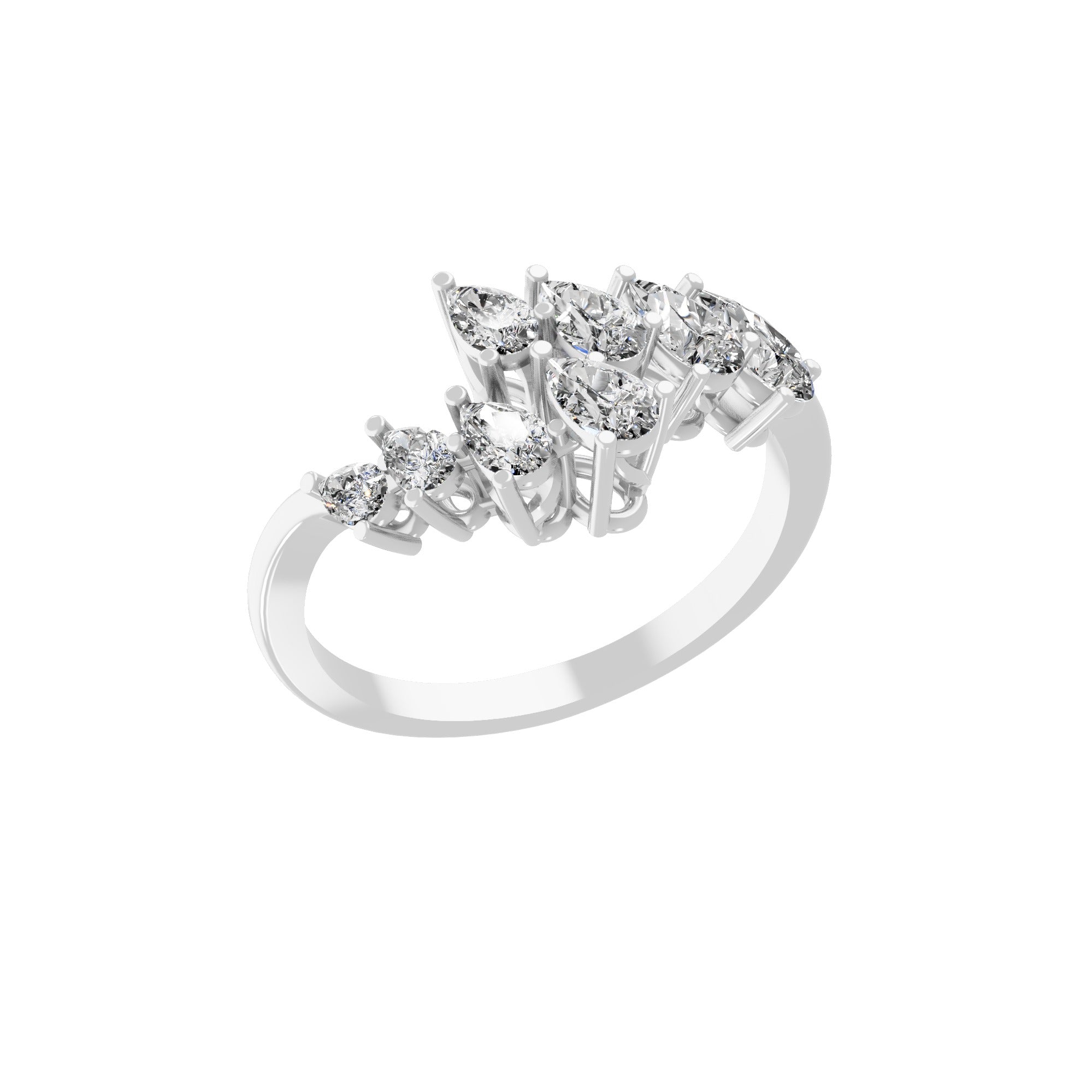 Lab Grown Diamond 0.95Ct Celestia Cluster Set Ring 14K Fine Gold
