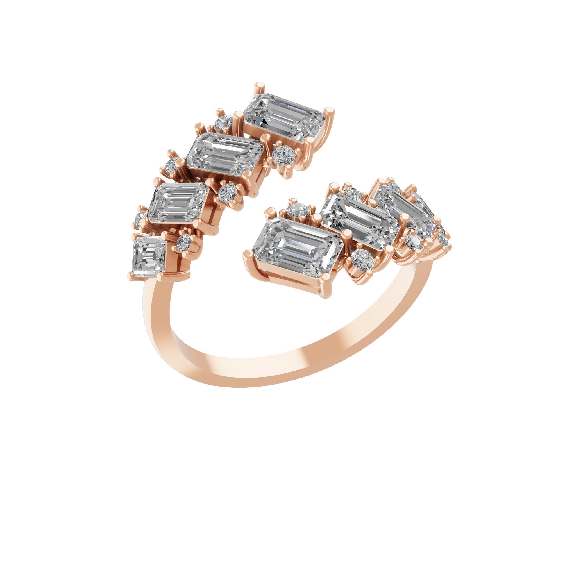 14k Fine Gold Lab Grown Diamond 2.01Ct Bypass Promise Cuff Ring