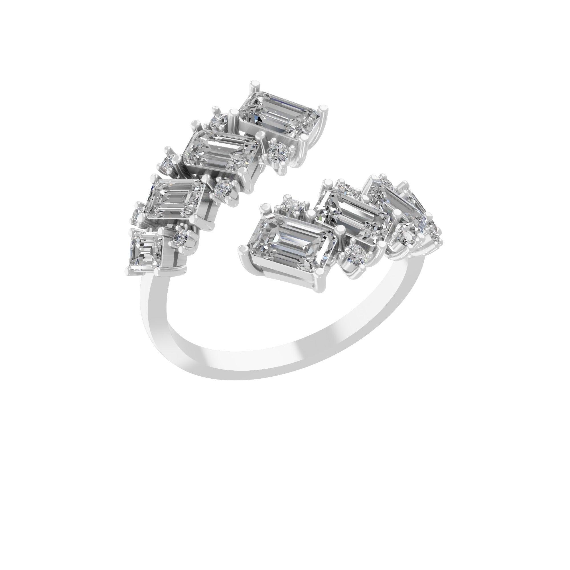 14k Fine Gold Lab Grown Diamond 2.01Ct Bypass Promise Cuff Ring