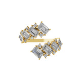 14k Fine Gold Lab Grown Diamond 2.01Ct Bypass Promise Cuff Ring