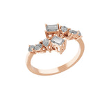 Baguette and Pear Cut Lab Grown Diamond 0.67Ct Ring 14K Fine Gold