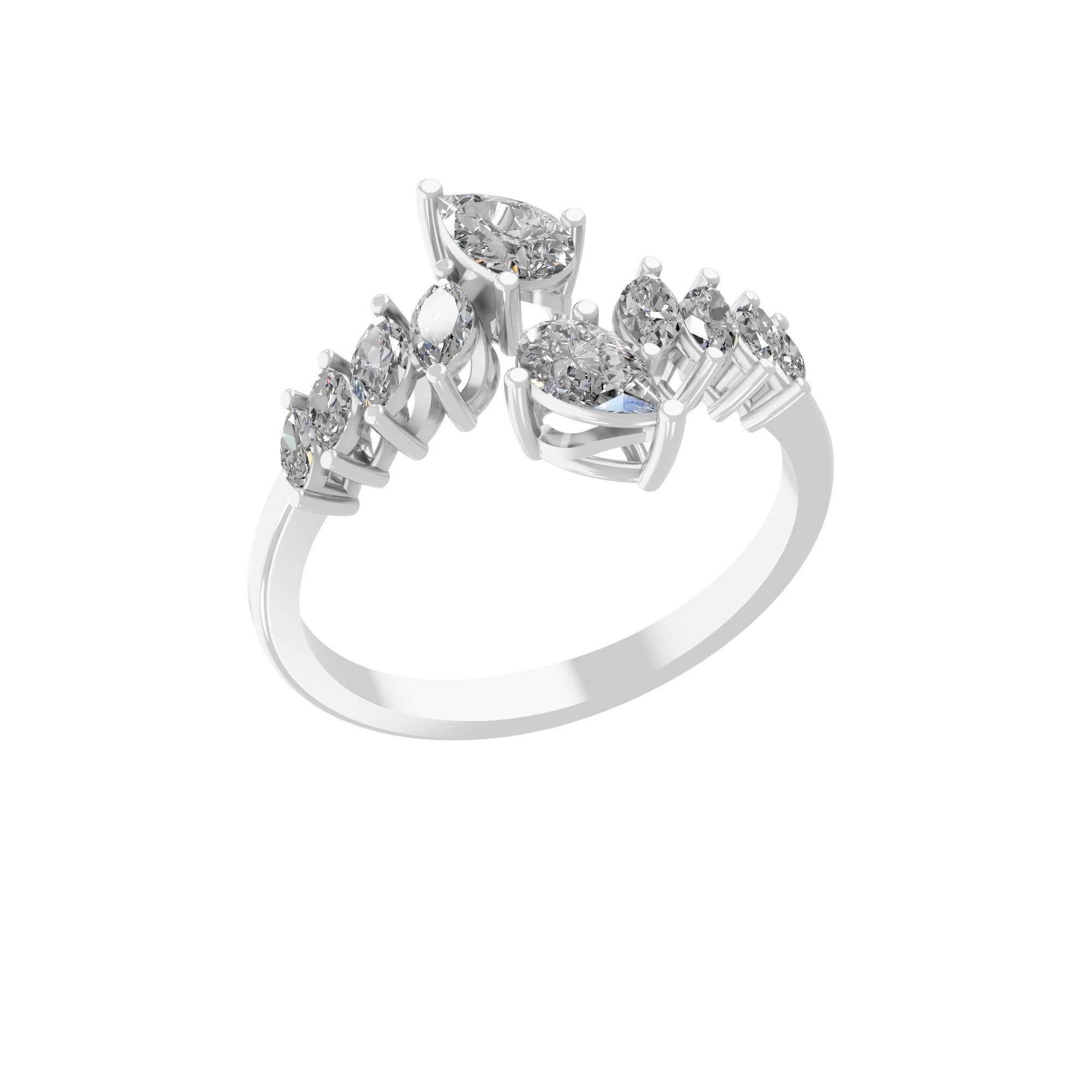 Lab Grown Diamond 0.95Ct Marquise and Pear Cut 14K Fine Gold Ring