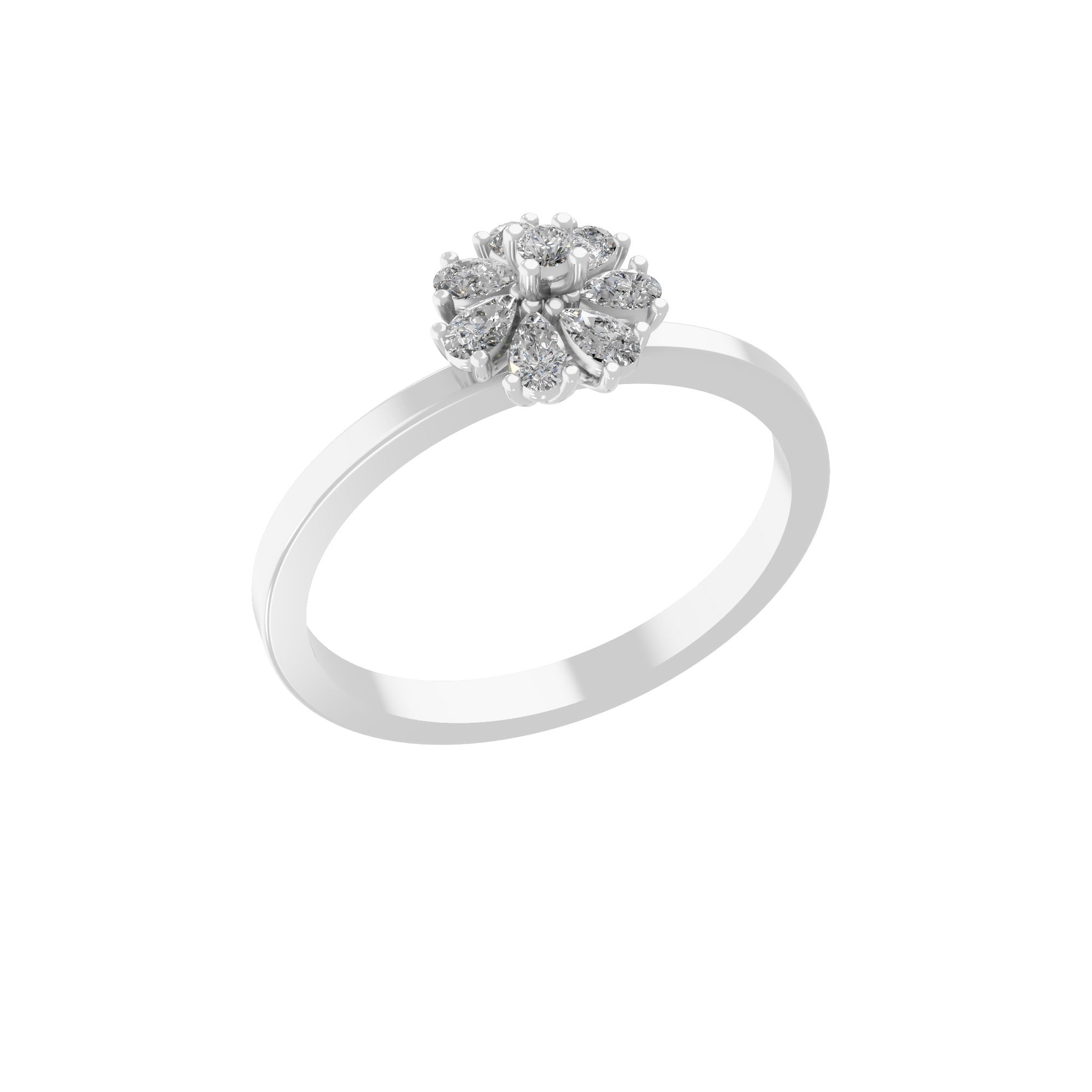 Pear Round Cut Lab Grown 0.41Ct Diamond Band ring 14K Fine Gold