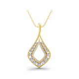 14K Fine Gold Teardrop Loop Pendant Necklace 1.38Ct Lab Grown Diamond