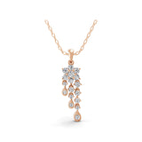 Floral Motifs Pendant Necklace 14K Fine Gold 0.77Ct Lab Grown Diamond