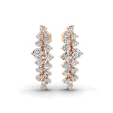 Asymmetric Lab Grown Diamond Earrings 0.87Ct 14K Fine Gold Round Cut