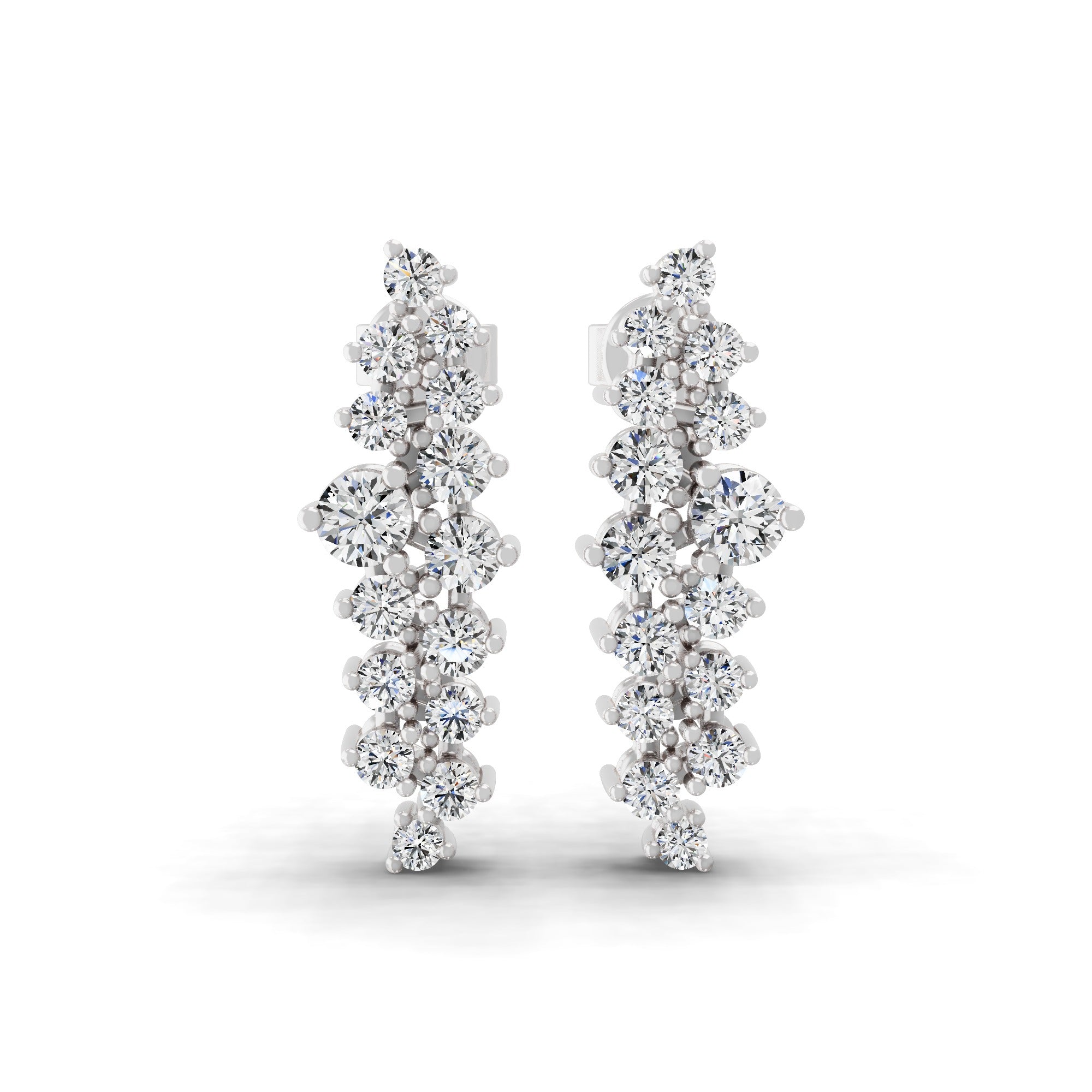 Asymmetric Lab Grown Diamond Earrings 0.87Ct 14K Fine Gold Round Cut