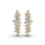 Asymmetric Lab Grown Diamond Earrings 0.87Ct 14K Fine Gold Round Cut