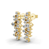 Asymmetric Lab Grown Diamond Earrings 0.87Ct 14K Fine Gold Round Cut