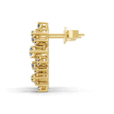 Asymmetric Lab Grown Diamond Earrings 0.87Ct 14K Fine Gold Round Cut