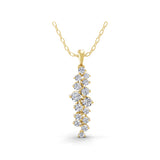 Lab Grown Diamond 0.89Ct Cascade Pendant Necklace 14K Fine Gold