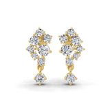 Lab Grown Trickling Drops Diamond Earrings 0.85Ct 14K Fine Gold