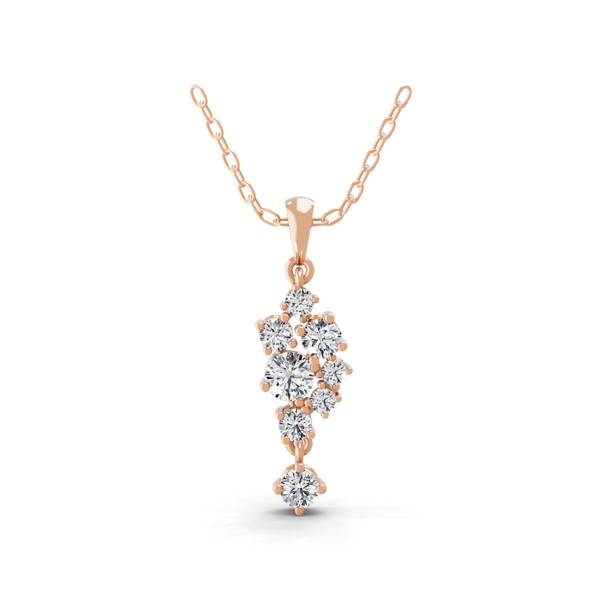 Brilliant Cut Lab Grown Diamond 1.32Ct Pendant Necklace 14K Fine Gold