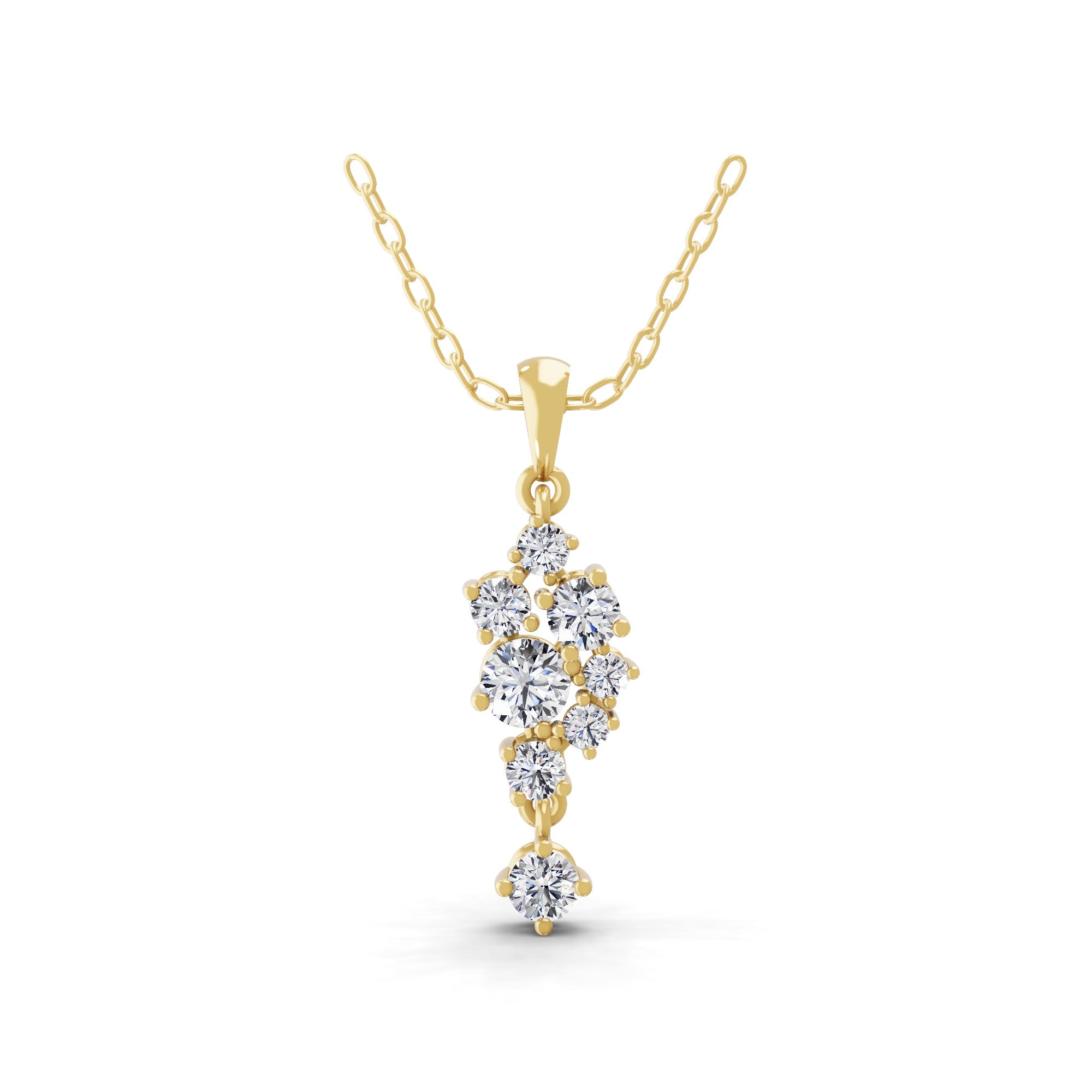 Brilliant Cut Lab Grown Diamond 1.32Ct Pendant Necklace 14K Fine Gold