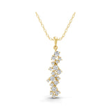14K Fine Gold Cascading Cluster Pendant Necklace 0.89Ct Lab Grown Diamond