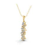 14K Fine Gold Cascading Cluster Pendant Necklace 0.89Ct Lab Grown Diamond