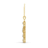 14K Fine Gold Cascading Cluster Pendant Necklace 0.89Ct Lab Grown Diamond