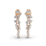 Lab Grown Diamond Ear Dangle Earrings 14K Fine Gold 0.80Ct