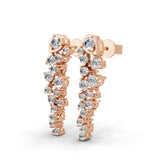 Lab Grown Diamond Ear Dangle Earrings 14K Fine Gold 0.80Ct
