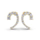 14K Fine Gold 1.18Ct Lab Grown Diamond Tennis Deluxe Ear Climber Earrings