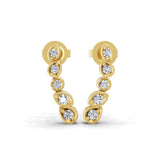 Ear Climber Earrings Lab Grown Diamond 14K Fine Gold Round Cut 0.27Ct