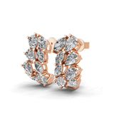 14K Fine Gold 2.42Ct Marquise Pear Lab Grown Diamond Huggie Earrings