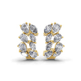 14K Fine Gold 2.42Ct Marquise Pear Lab Grown Diamond Huggie Earrings
