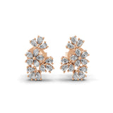 14K Fine Gold Cluster Stud Earrings Lab Grown Pear Diamond 0.84Ct