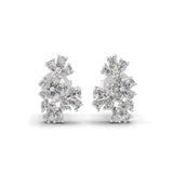 14K Fine Gold Cluster Stud Earrings Lab Grown Pear Diamond 0.84Ct