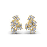 14K Fine Gold Cluster Stud Earrings Lab Grown Pear Diamond 0.84Ct