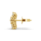 14K Fine Gold Cluster Stud Earrings Lab Grown Pear Diamond 0.84Ct