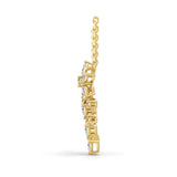 14K Fine Gold Herbarium Cluster Pendant Necklace 0.80Ct Lab Grown Diamond