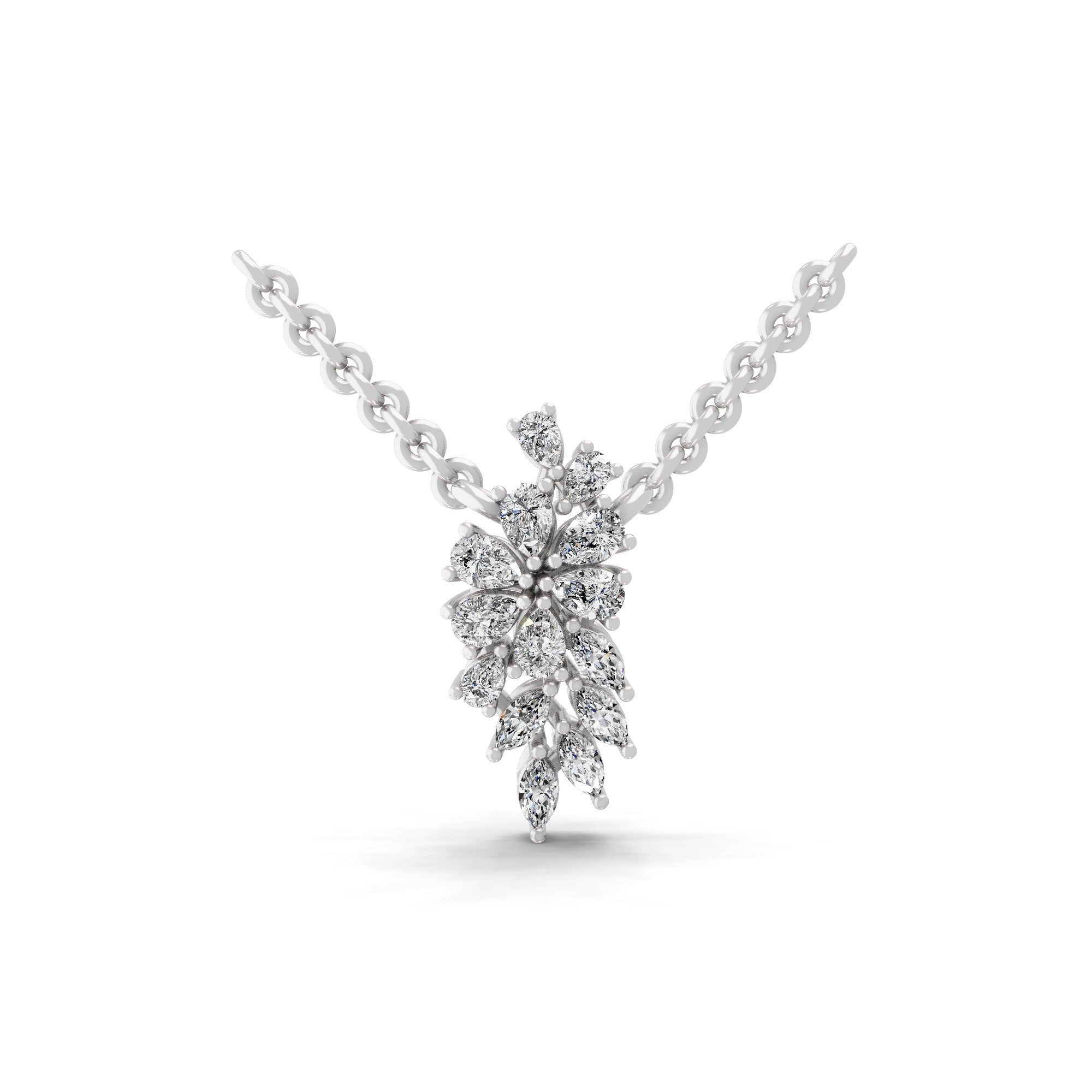 Cascading Pendant Necklace Pear Marquise Cut 0.65Ct Lab Grown Diamond