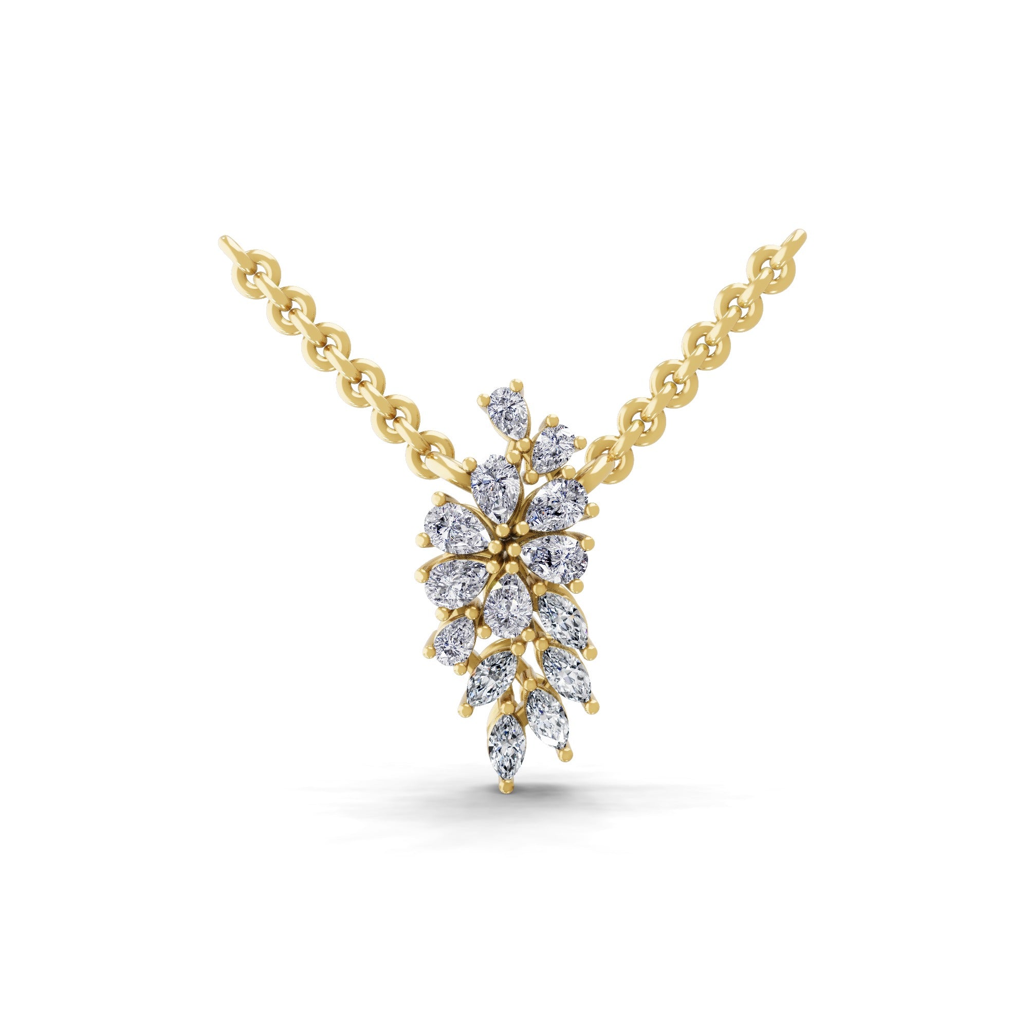 Cascading Pendant Necklace Pear Marquise Cut 0.65Ct Lab Grown Diamond