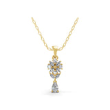 Cluster Cascade Pendant Necklace 0.63Ct Lab Grown Diamond 14k Fine Gold
