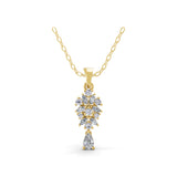Multi Stone Cluster Lab Grown Diamond Pendant Necklace 0.70ct 14K Fine Gold