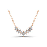 Round Marquise Cut Halo Necklace Lab Grown Diamond 0.44Ct 14K Fine Gold