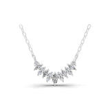 Round Marquise Cut Halo Necklace Lab Grown Diamond 0.44Ct 14K Fine Gold