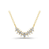 Round Marquise Cut Halo Necklace Lab Grown Diamond 0.44Ct 14K Fine Gold