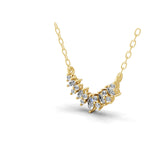 Round Marquise Cut Halo Necklace Lab Grown Diamond 0.44Ct 14K Fine Gold