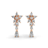14K Fine Gold Cluster Leaf Dangle Earrings Lab Grown Diamond 2.27Ct