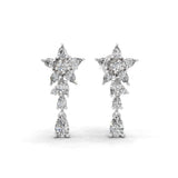 14K Fine Gold Cluster Leaf Dangle Earrings Lab Grown Diamond 2.27Ct