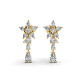 14K Fine Gold Cluster Leaf Dangle Earrings Lab Grown Diamond 2.27Ct