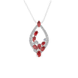 Red Ruby and Lab Grown Diamond 1.47Tcw Halo Pendant Necklace 14K Fine Gold