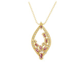 Red Ruby and Lab Grown Diamond 1.47Tcw Halo Pendant Necklace 14K Fine Gold