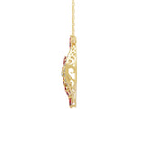 Red Ruby and Lab Grown Diamond 1.47Tcw Halo Pendant Necklace 14K Fine Gold