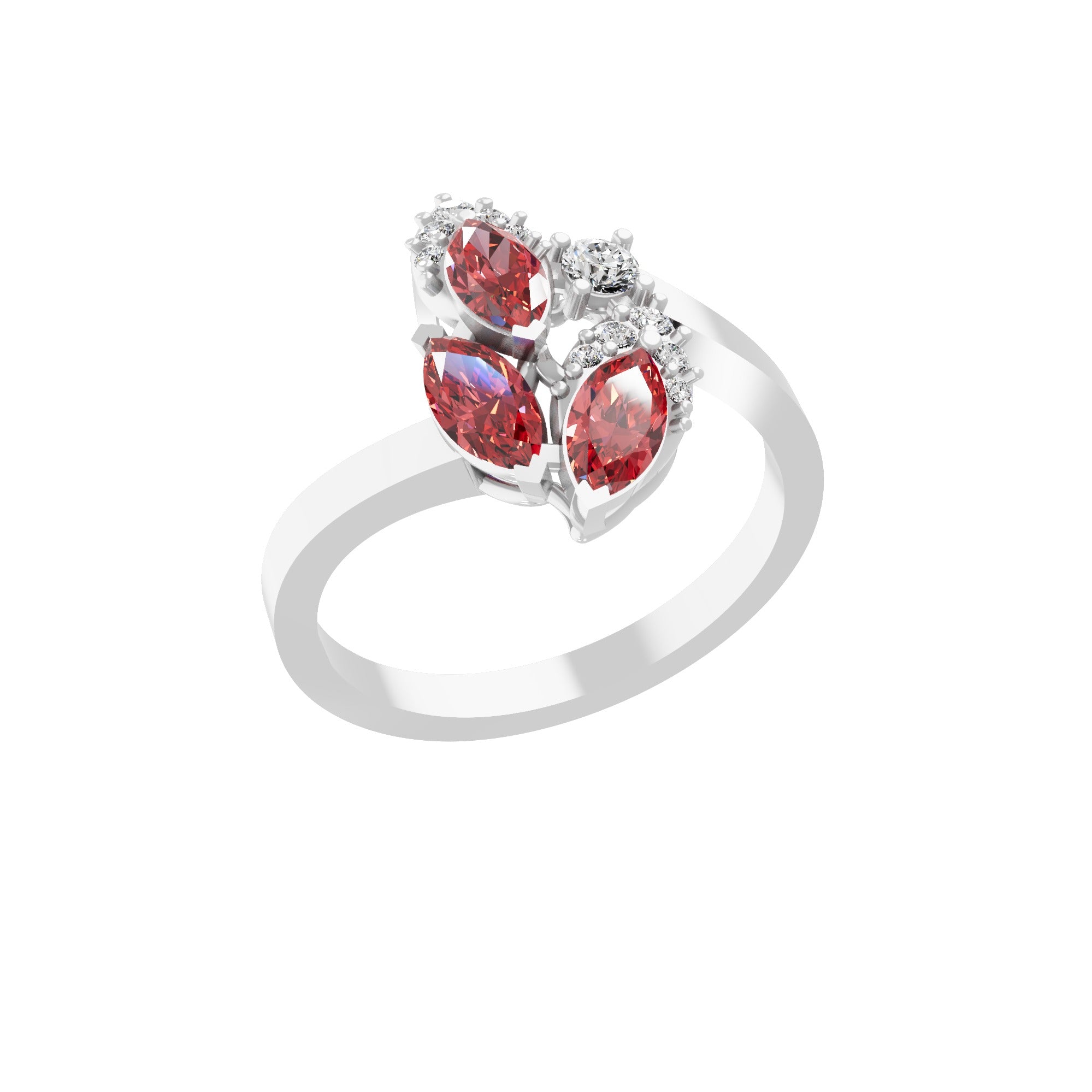 0.53Tcw Red Ruby and Lab Grown Diamond Band Ring 14K Fine Gold