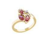0.53Tcw Red Ruby and Lab Grown Diamond Band Ring 14K Fine Gold