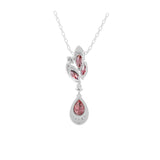 14K Fine Gold Lab Grown Diamond and Red Ruby Pendant Necklace 1.38Tcw